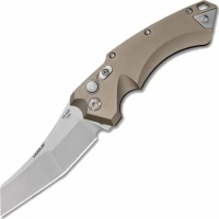 Автоматический складной нож Hogue Wharncliffe EX-A05, клинок Stonewash, сталь 154CM, рукоять пустынный алюминий купить в Подольске