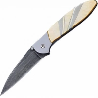 Полуавтоматический складной нож Santa Fe Kershaw Leek, дамасская сталь, рукоять сталь с накладкой из перламутра купить в Подольске