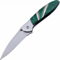 Полуавтоматический складной нож Santa Fe Kershaw Leek, сталь 14C28N, рукоять сталь с накладкой из малахита купить в Подольске