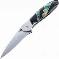 Полуавтоматический складной нож Santa Fe Kershaw Leek, сталь D2/14C28N, рукоять сталь с накладкой из зуба мамонта купить в Подольске