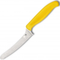 Универсальный кухонный нож Spyderco Z-Cut Serrated Offset Kitchen, сталь CTS™ — BD1 Alloy, рукоять желтый полипропилен купить в Подольске