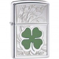 Зажигалка ZIPPO Classic «Клевер» с покрытием High Polish Chrome купить в Подольске