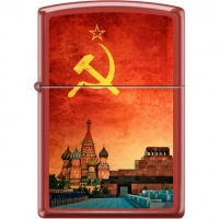 Зажигалка ZIPPO Красная Москва, латунь/сталь с покрытием Red Matte, красная, матовая, 36x12x56 мм купить в Подольске