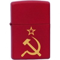 Зажигалка ZIPPO Серп и Молот Red Matte, латунь с порошковым покрытием, красная, матовая, 36х56х12 мм купить в Подольске